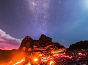 erupción volcánica fotografiada contexto Láctea, Luna meteoro