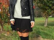 Vestido negro puntilla cuello alto