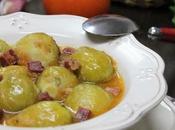 RECETA Coles bruselas tomate jamón