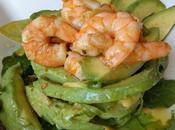 Ensalada templada aguacate langostinos ajillo