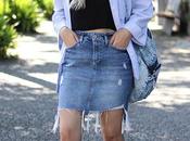 Denim skirt oversize shirt