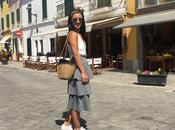 Falda midi volantes vichy