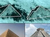 conjunto misteriosas pirámides sido vistas fondo océano