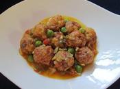 Albóndigas rape jamón serrano salsa azafrán