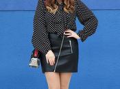 Otoño lunares falda cuero