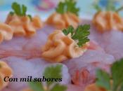 Crujiente carpaccio langostinos mayonesa marisco