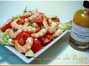 Ensalada langostinos vinagreta mango