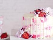 Layer cake blanca rosa. drip primavera fresas, agua azahar crema queso.
