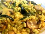 Risotto calabacín champiñones azafrán