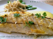 Corvina mantequilla apio, jengibre pimienta verde