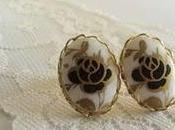 Pendientes vintage rositas negras