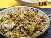 Quinoa tricolor alcachofas setas salteadas