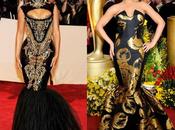 Beyonce Deja black-and-Gold Fishtail Gown