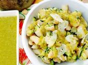 Alubias calabacín pesto avellanas tomate seco aceite