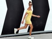Yellow drapped dress