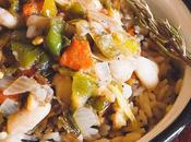 Tres arroces alubias, verduras huevo ponche