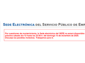 Sede electrónica SEPE estará activa entre diciembre