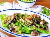 Salteado tirabeques setas jamón