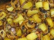 Patatas cebolla, champiñones veganesa