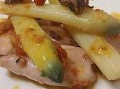 Espárragos blancos chipirones jugo chilidrón