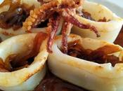 Calamares encebollados vino moscatel malaga