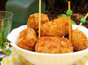 Croquetas pollo, cebolla caramelizada beicon aroma ceps
