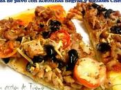 Pizza pavo aceitunas negras, tomate cherry mozarella light