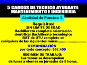 cargos tecnico ayudante mantenimiento ingenieria