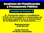 Analistas Planificación Presupuesto Público