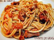 Espaguetis salchicha vinagre balsámico
