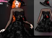 Sims Clothing Accesories: GML’s Magic Rose Witch costume, dress Halloween