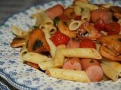 Pasta salchichas champiñones