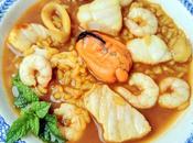 Cazuela arroz caldoso pescados mariscos