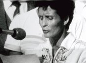 Luisa Riveros. valiente pobladora Población Violeta Parra Cerro Navia dijo Papa: “Queremos vida digna para todos, dictadura”.