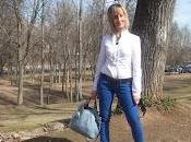 Between blue white trees